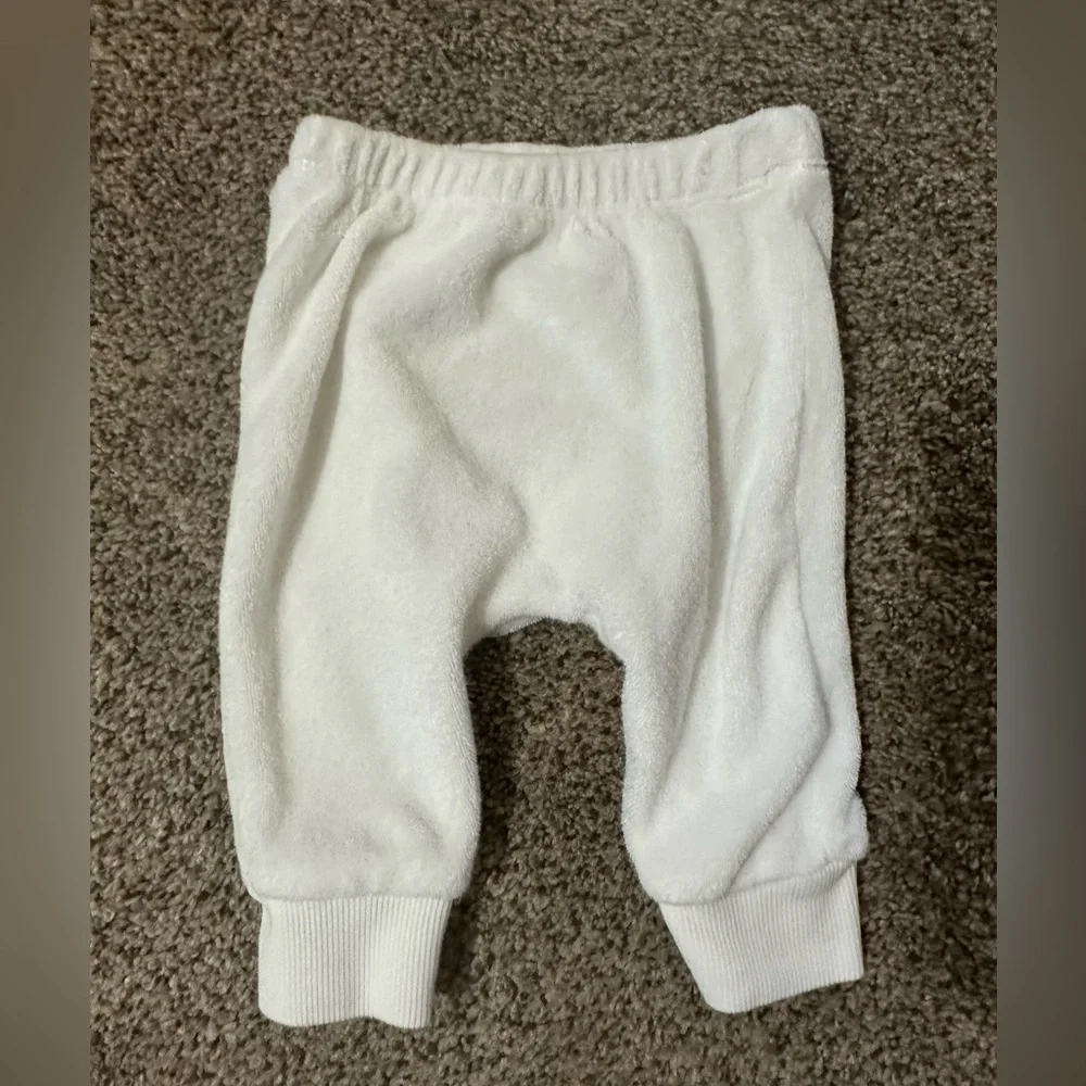Carters baby white Terry zip and pants outfit